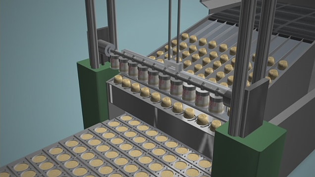 The CUPNOODLES manufacturing process is shown using computer graphics. Watching it will make you feel like you're moving along the production lines with the noodles!