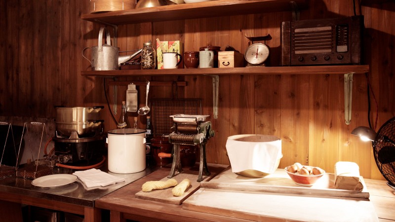 It was just before dawn on March 5, 1958, the day that Momofuku Ando realized that Chicken Ramen was within his grasp. This is a recreation of what his shed looked like after he finished his day's work and had gone to sleep.