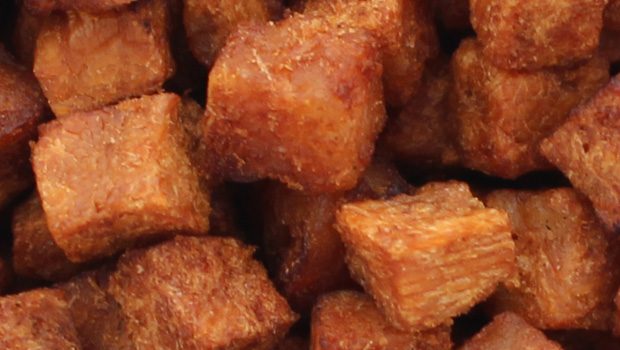 Seared cubic roast pork